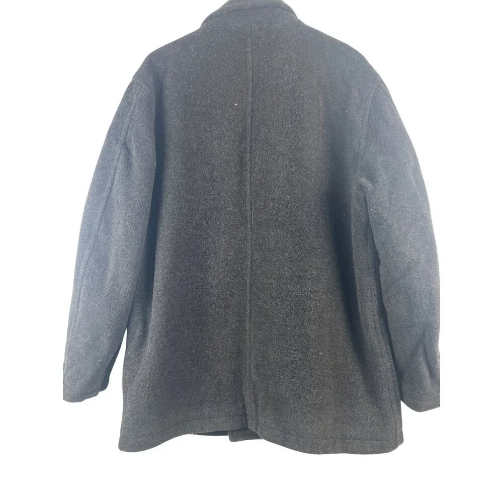 J. Crew Men's Large Wool Blend Double Breasted Gray Brown Winter Pea Coat Preppy
